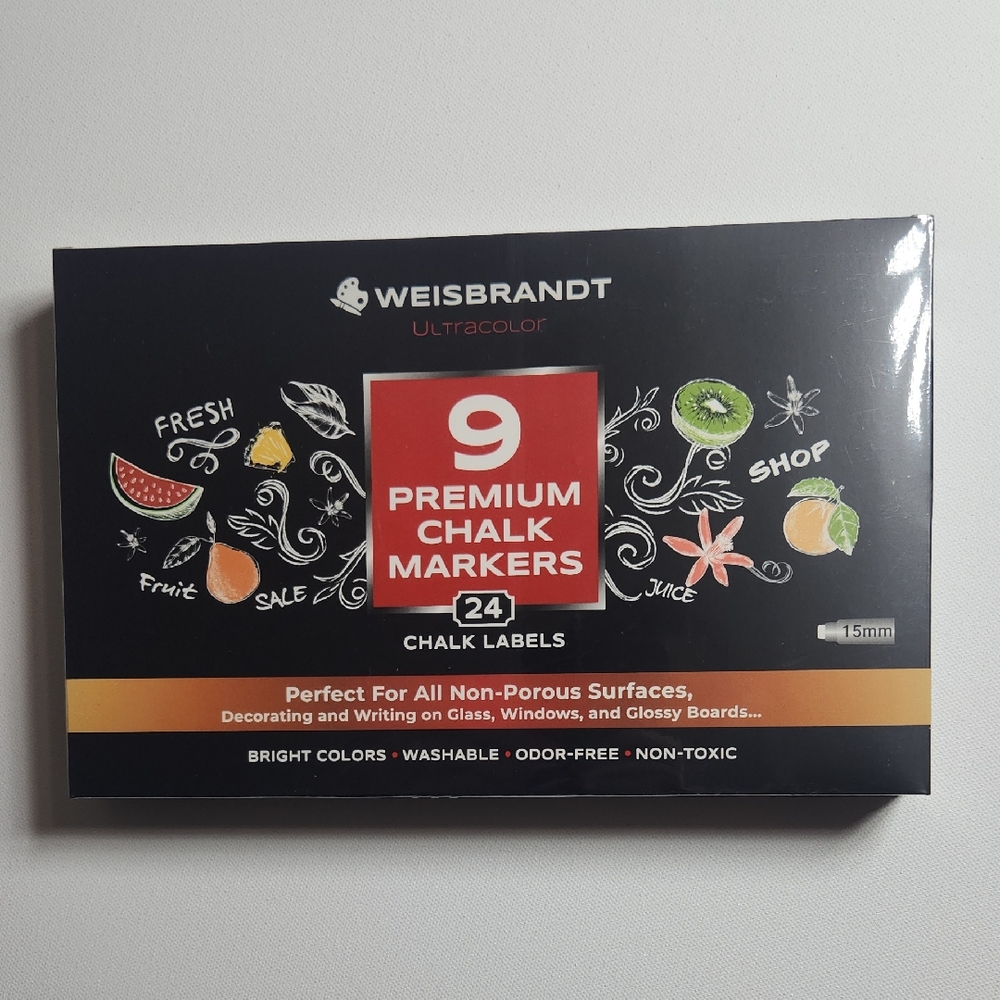 Premium Chalk Markers - 9 Pack, Black